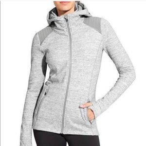 Athleta Stronger Gray Fleece Hoodie Thumbholes S